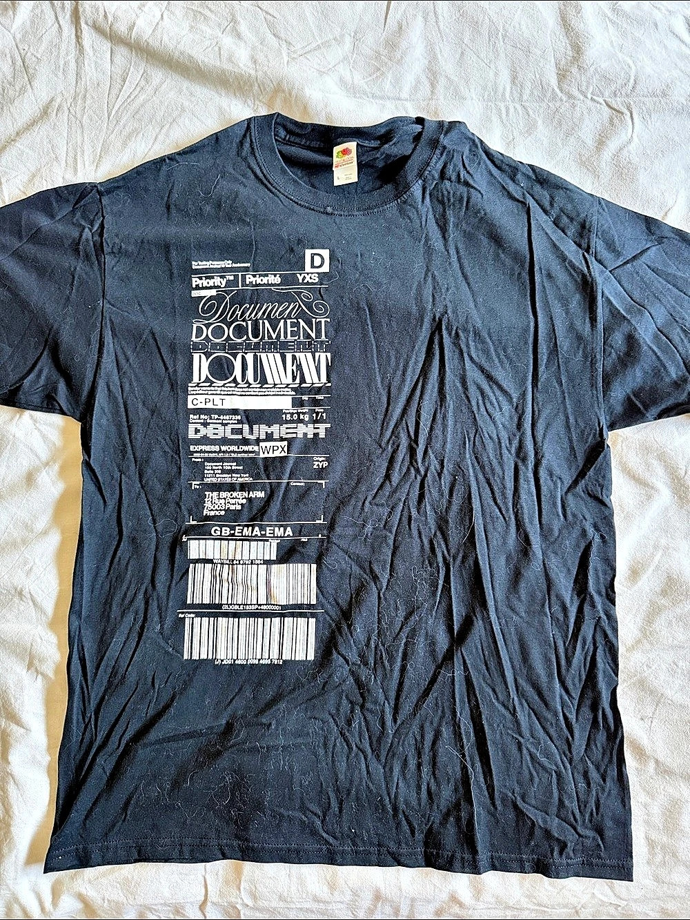 Fruit of the Loom Document Express Worldwide T-shirt Graphic T-Shirt Black Size